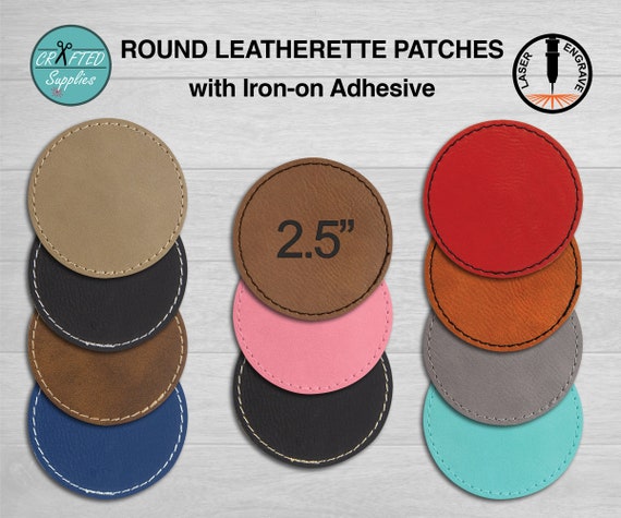 Leatherette Patch With Heat Adhesive, Glowforge Laser Supplies, SM Circle 2.5"