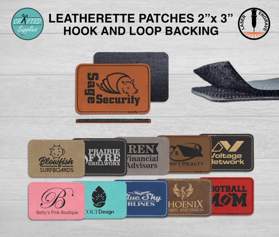 Leatherette Patch With Hook and Loop, Glowforge Laser Supplies, SM Rectangle 3" x 2"