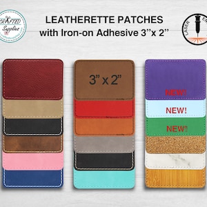 Leatherette Patch With Heat Adhesive, Glowforge Laser Supplies, SM Rectangle 3" x 2"