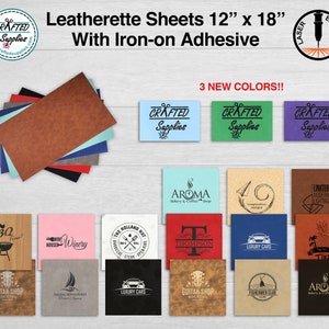 Leatherette/Leather Patches Iron-on Heat Press Blank Faux Leather Sheets  with Adhesive for Laser Engraving/Hats/UV Printing/Cap/Beanie(Dark Brown/30