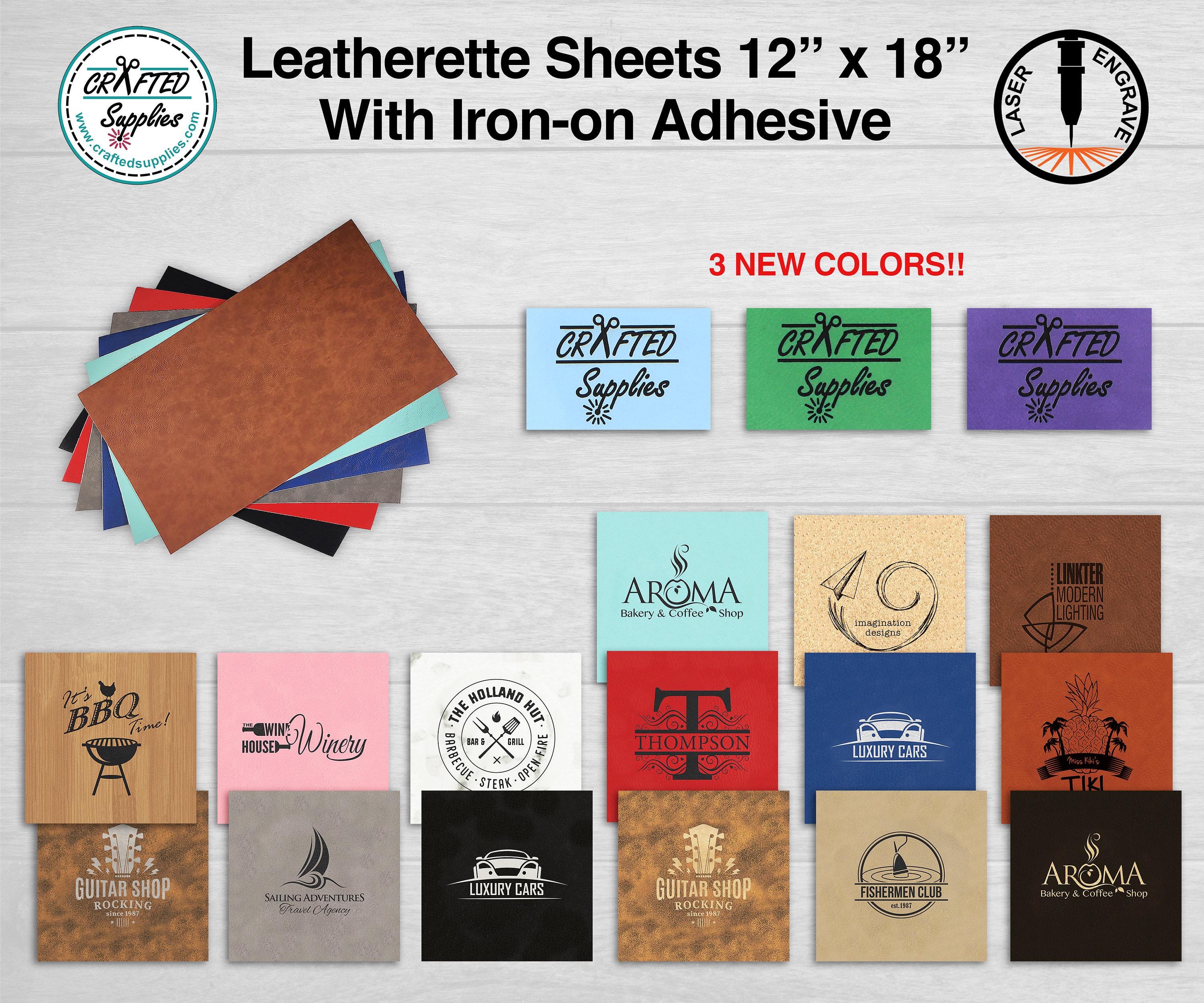 Faux Leather Sheet for Glowforge, Laser Engraver, Cricut, or Craft Supplies  12 X 24 