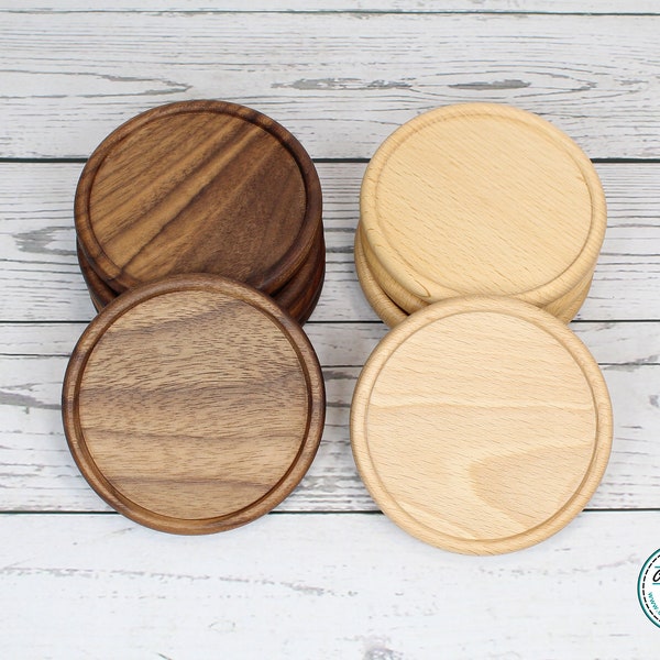 Wood Round Coasters, set of 4