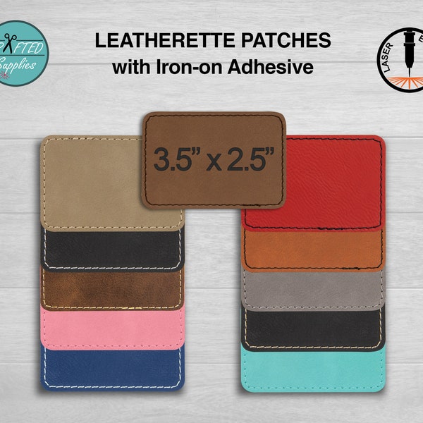 Leatherette Patch With Heat Adhesive, Glowforge Laser Supplies, LG Rectangle 3.5" x 2.5"