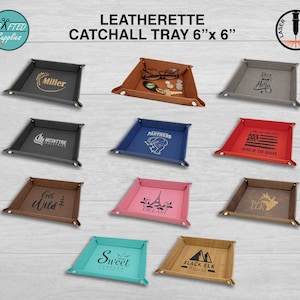 Leatherette Catchall tray, Valet Tray 6&quot; x 6&quot;
