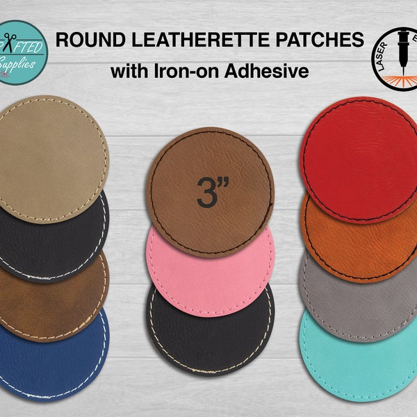 Leatherette Patch With Heat Adhesive, Glowforge Laser Supplies, LG Circle 3"