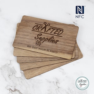 Lot de 10 cartes de visite en bois avec étiquettes NFC