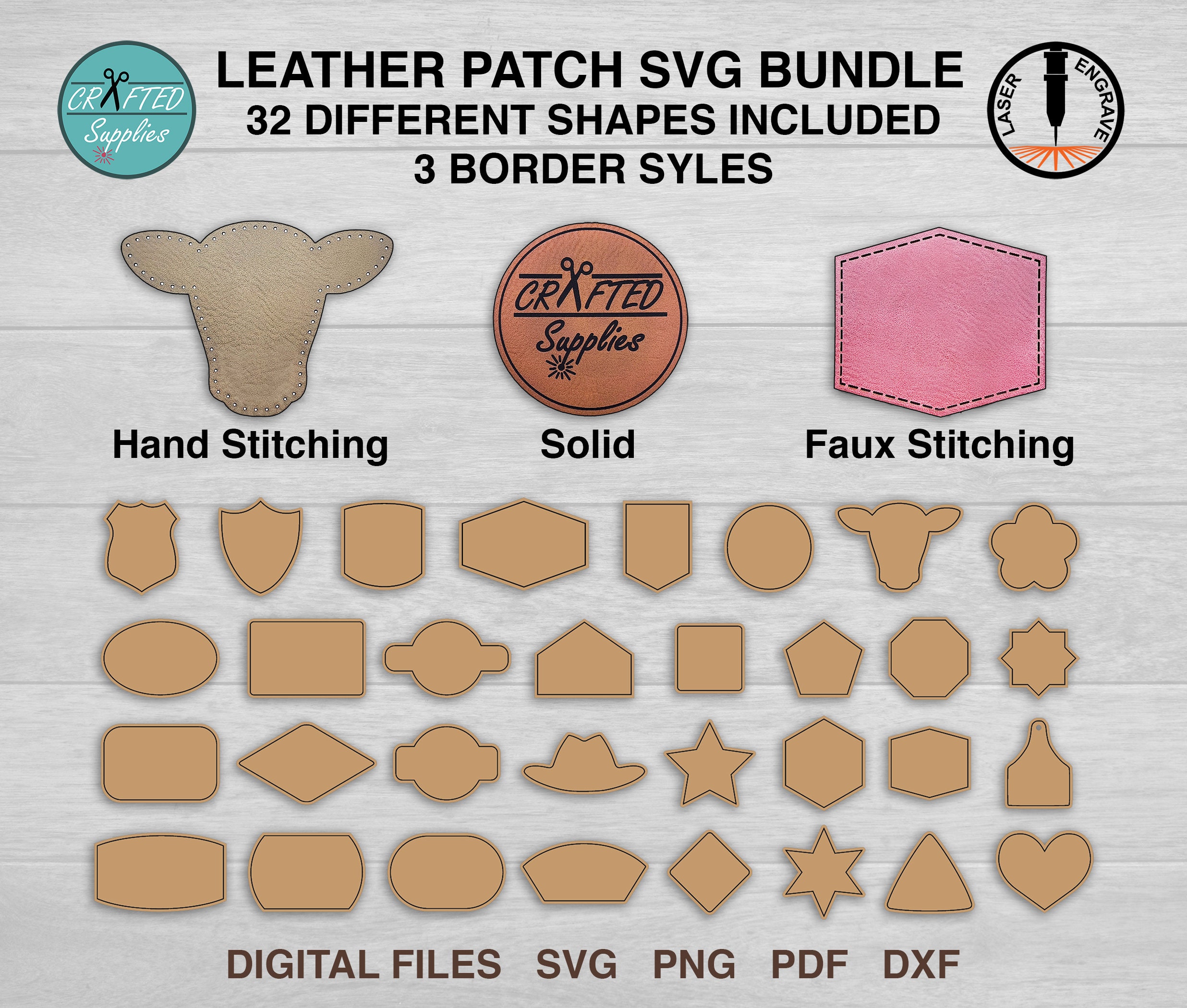 Leatherette Patch, SM Square 2.5 in x 2.5 in