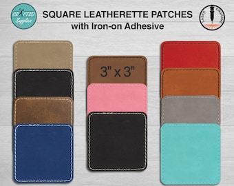 Leatherette Patch With Heat Adhesive, Glowforge Laser Supplies, LG Square 3" x 3"
