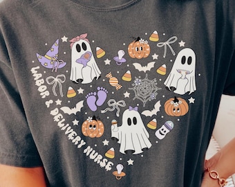 Labor and Delivery Nurse Heart Halloween Shirt • Comfort Colors LD Nurse Gifts • Labor Delivery Nurse Fall Work Tshirt • L&D Nurse Gift