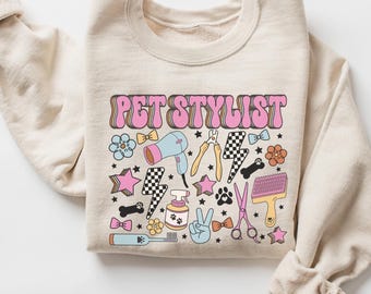 Pet Stylist Sweatshirt • Retro Pet Groomer Sweater • Pet Grooming Service • Dog Groomer Gifts • Dog Groomer Crewneck • Pet Grooming Spa Gift