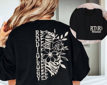 Custom Radiology Skeleton Sweatshirt • Personalized RT(R) Sweater • RAD Tech • X-ray Tech Crewneck • MRI Ct Tech Gifts • Radiology Grad Gift