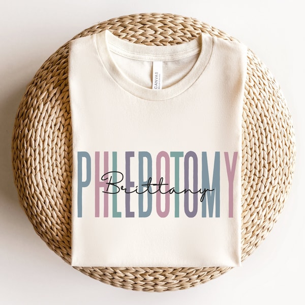 Personalized Phlebotomy Shirt • Custom Name Phlebotomist Gifts • Phlebotomy Tech Tshirt • Phleb Tech Tee • Phleb Technician Work Crewneck