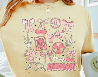 Radiology Comfort Colors Shirt • Coquette Bow Radiology Gifts • RAD Tech Tshirt • X-ray Tech Gift • Radiologist Grad • Radiology Department