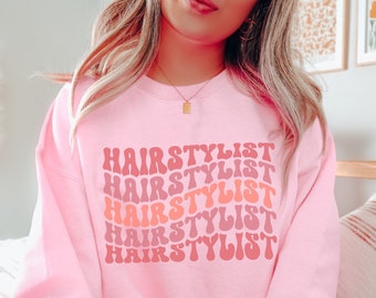 Retro Hairstylist Sweatshirt • Gift for Hair Stylist • Hairstylist Graduation Gifts • Hair Dresser Crewneck Sweater • Cosmetology Grad Gifts