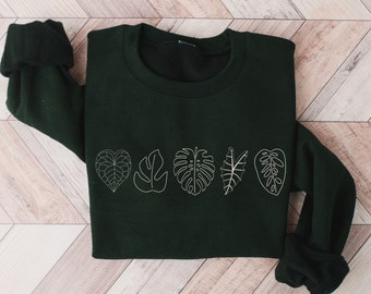 Retro Plant Sweatshirt • Houseplant Sweatshirt • Botanical Monstera Sweaters • Unisex Indoor Plant T • Plant Lover Gifts • Plant Mama Gift