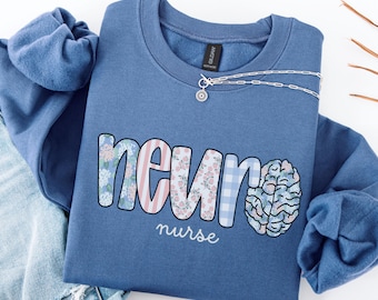Personalized Neuro Nurse Sweatshirt • Neurology Coquette Preppy Work Sweater • Neuroscience RN Gift • Neurology Nurse • Neuro ICU Brain