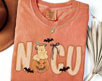 NICU Halloween Shirt • Comfort Colors NICU Nurse Fall Tshirt • Neonatal ICU Nurse Striped Tees • Neonatal Intensive Care Unit Crew Group