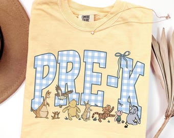 Pre-K Comfort Colors Shirt • Preschool Teacher Tshirt • Cute Pre K Teacher Gingham Bear Tee • Gift For Preschool Teacher • PreK Teacher Gift