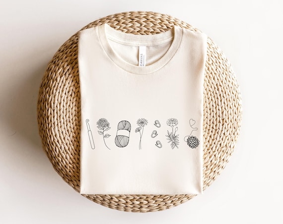 Crochet Shirt • Crochet Lover Gift • Crocheting Tshirt • Gift for Crocheter • Yarn Floral Flower Tees • Crocheter Tee • Crochet Hook T-shirt