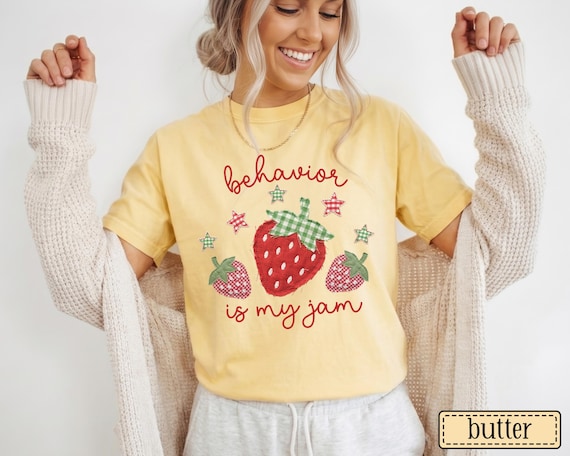 Behavior Is My Jam Faux Patchwork Shirt • ABA Therapy Comfort Colors Tshirt • BCBA RBT Gifts • Behavior Analyst Gift • Behavioral Therapist