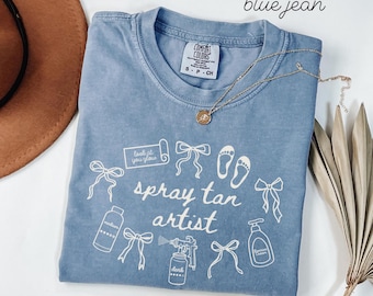 Spray Tan Artist Comfort Colors Shirt • Coquette Bow Spray Tan Tech Work Tshirt • Spray Tan Artist Gifts • Sunless Tanning Salon Owner Tees