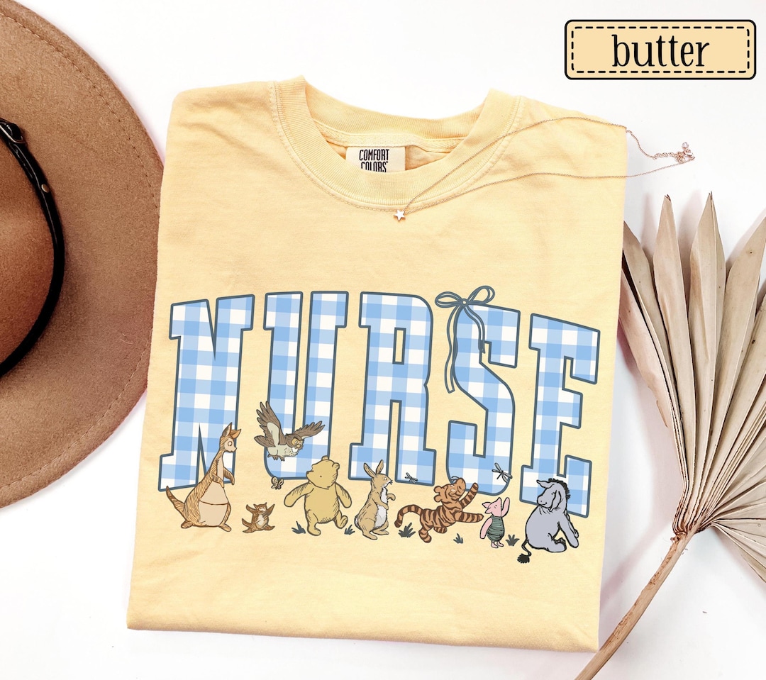 Nurse Bear Comfort Colors Shirt • Registered Nurse Gingham Tshirt • Cute RN Tees • LPN NP 