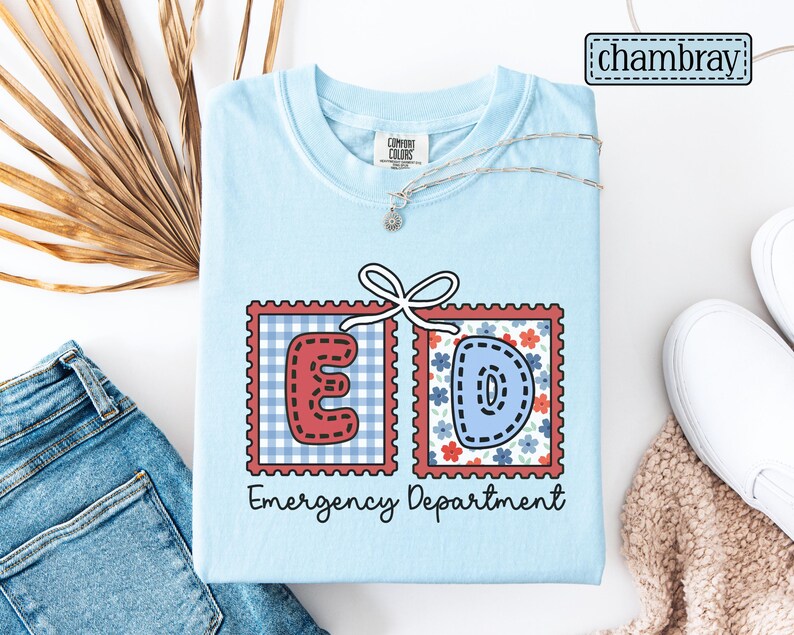 Emergency Department July 4th Shirt • Comfort Colors ER Nurse Fourth of July Tee • Emergency Room Crew Group Tees • Memorial Day ED Tech Chambray