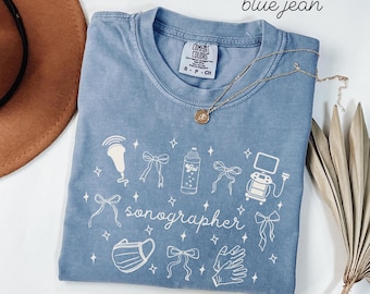 Sonographer Comfort Colors Shirt • Coquette Ultrasound Tech Work Tshirt • Sono Tech Gifts • Ultrasound Technologist Tee • Radiology Gift