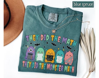 Math Teacher Halloween Shirt • Comfort Colors Monster Math Tshirt • Math Teacher Gifts • Back To School Math Teacher Tee • Algebra Geometry
