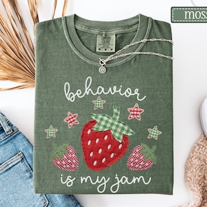 Behavior Is My Jam Faux Patchwork Shirt • ABA Therapy Comfort Colors Tshirt • BCBA RBT Gifts • Behavior Analyst Gift • Behavioral Therapist Moss