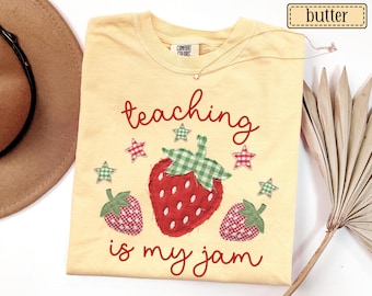 Teaching Is My Jam Faux Patchwork Shirt • Teacher Back To School Tees • First Day Of School Elementary Teacher Gifts • 1st 2nd 3rd 4th Grade