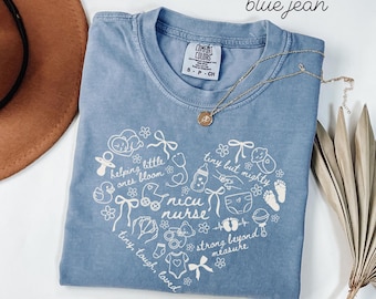 NICU Nurse Comfort Colors Shirt • NICU Coquette Heart Work Tshirt • Neonatal ICU Nurse Tees • Neonatal Intensive Care Unit Graduation Gifts