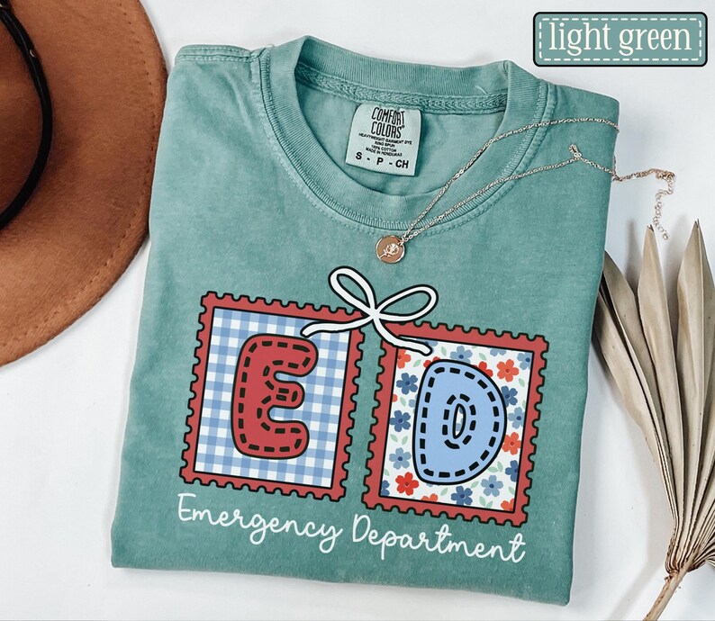 Emergency Department July 4th Shirt • Comfort Colors ER Nurse Fourth of July Tee • Emergency Room Crew Group Tees • Memorial Day ED Tech Light Green
