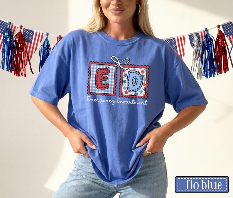Emergency Department July 4th Shirt • Comfort Colors ER Nurse Fourth of July Tee • Emergency Room Crew Group Tees • Memorial Day ED Tech Flo Blue