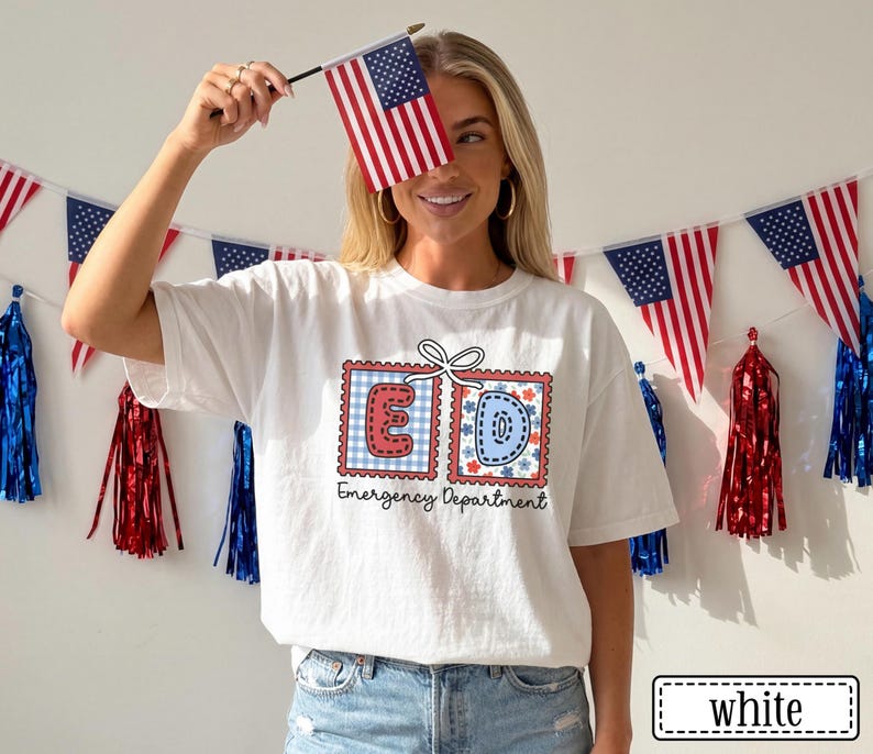 Emergency Department July 4th Shirt • Comfort Colors ER Nurse Fourth of July Tee • Emergency Room Crew Group Tees • Memorial Day ED Tech White