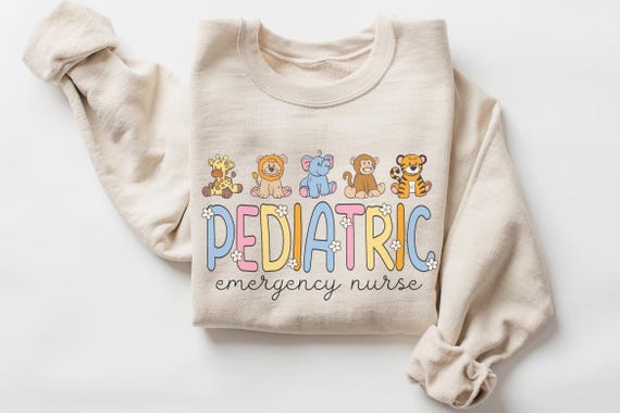 Pediatric Emergency Nurse Stuffed Animal Sweatshirt • PEDS ER Work Sweater • PEDS Emergency Nurse Gifts • Pediatric Er Nurse Appreciation