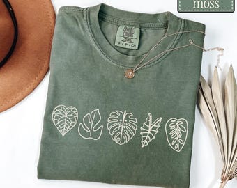 Camiseta de plantas Comfort Colors • Camiseta de plantas de interior • Camiseta Monstera • Camiseta retro de plantas con cuello redondo • Regalo para amantes de las plantas • Regalo para mamá de plantas • Amante de las plantas de interior