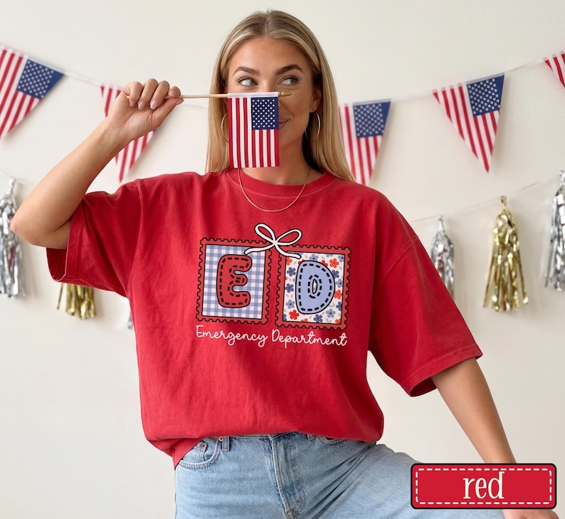 Emergency Department July 4th Shirt • Comfort Colors ER Nurse Fourth of July Tee • Emergency Room Crew Group Tees • Memorial Day ED Tech Red