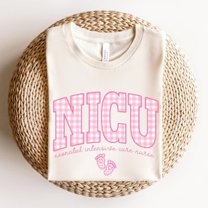 NICU Pink Gingham Shirt • Neonatal Intensive Care Nurse Work Tshirt • NICU Nurse Gifts • Neonatal Icu Nurse Tee • Neonatal Intensive Care Rn