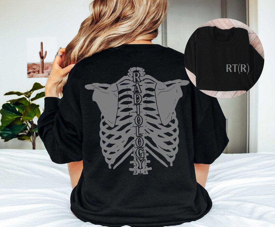 Custom Radiology Skeleton Back Sweatshirt Personalized RTR Sweater RAD Tech CT Mri Tech Gift