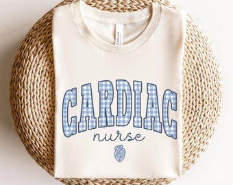 Cardiac Nurse Shirt • Cardiology Gingham Work Tee • Cardiovascular Nurse Gifts • Cardiac Nurse Gift • CVICU Nursing • Cardiology Nurse Tees