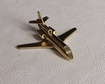 Golden Jet Plane Airplane miniature figurine toy small mini trinket decoration totem gold good luck aviation pilot decor gift