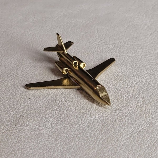 Airplane Jet Gold 3D Printed miniature figurine toy small mini trinket decoration totem gold good luck aviation pilot decor gift