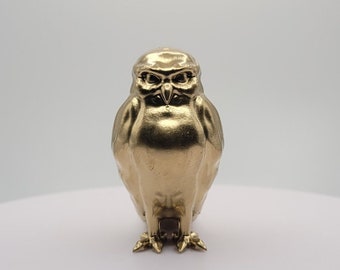 Gold Owl Miniature figurine toy small mini trinket decoration totem gold good luck