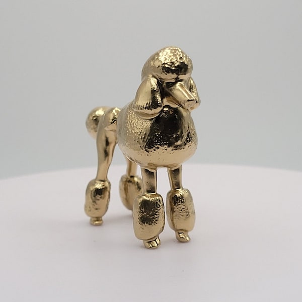 Poodle Gold 3D Printed miniature figurine toy small mini trinket decoration totem gold good luck dog puppy pet