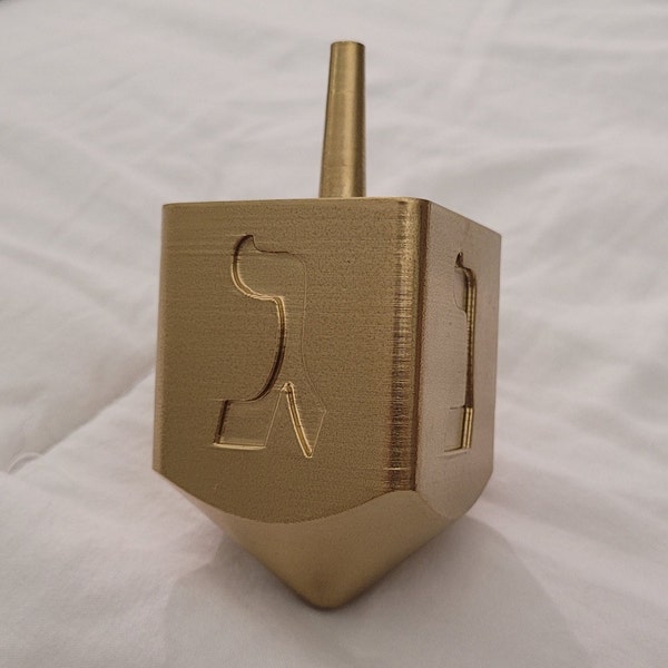 Dreidel Hanukkah Chanukah Gold 3D Printed Torah Hebrew Jews Jewish Holiday Game Toy Top Bar Mitzvah Centerpiece decoration decor cake topper