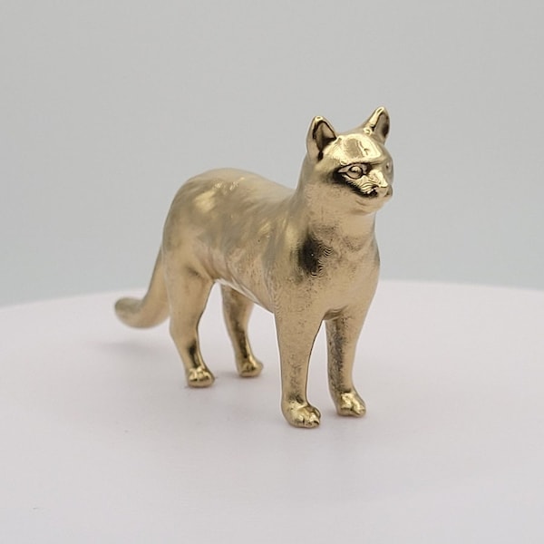 Handsome Cat Gold 3D Printed miniature figurine toy small mini trinket decoration totem golden good luck gift gato gata