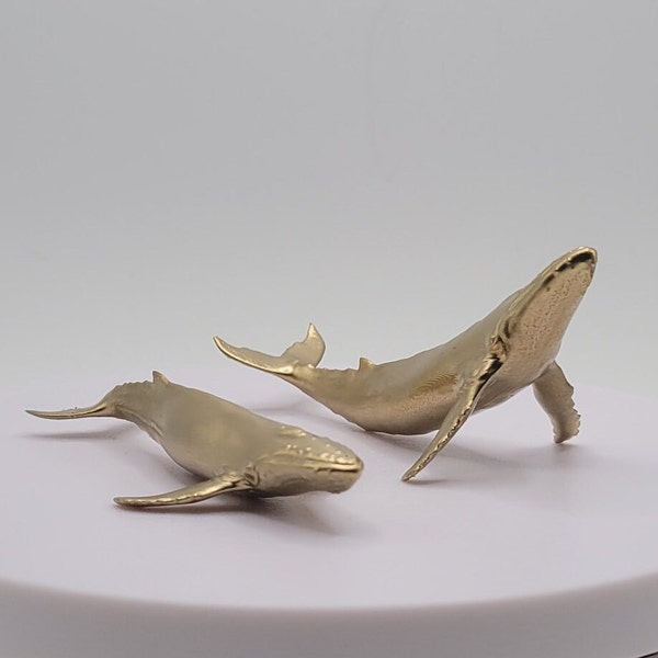 Humpback Whale Gold 3D Printed Whales Miniature Figurine Decor Unique Gift Mini Ocean Animal Decorative Hump Back