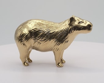 Capybara Gold 3D Printed Miniature Mini Figure Figurine Gift Desk Cute Meme Animal collection decoration rodent zoo