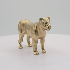 Lioness Gold 3D Printed miniature figurine toy small mini trinket decoration totem gold good luck lion animal pet nature